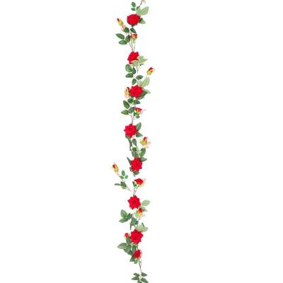 China Wedding Backdrop Art Decor Decoration Flowers Artificial Long Stem Rose Vine for sale