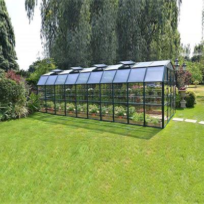 China Stable Structure Easily Assembled Aluminum Garden Glass Single Span Greenhouse Greenhouse Plant Flower for sale