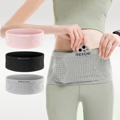 China Sweaty Absorption Outdoor Sports Running Jogging Breathable Fitness Fanny Pack Elastic Waist Bag Phone Holder Belt Pack for sale