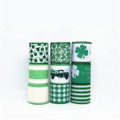 China High tenacity St Patrick's Day ribbon jacquard polyester fabric for sale at factory price decoration craft supplies for sale