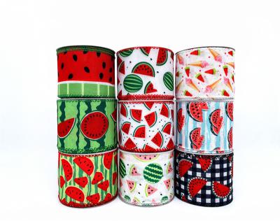 China Widely Used Recyled Ribbon Summer Cherry Watermelon Red Print Ribbon for sale