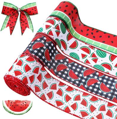 China Widely Used Recyled Ribbon Summer Cherry Watermelon Red Print Ribbon for sale