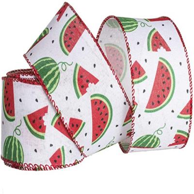 China Widely Used Recyled Ribbon Summer Cherry Watermelon Red Print Ribbon for sale