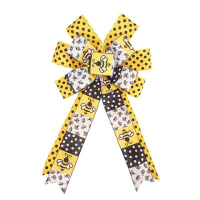 China Reusable Black And Yellow Striped Summer The Bees Ribbon Bow DIY Craft Decoration for sale