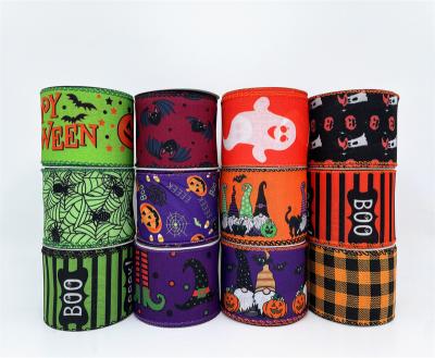 China Durable Eco-friendly / Custom Polyester Printing Ribbon Halloween Cartoon Pattern Party Decoration Custom Snack Wrapping Ribbon for sale