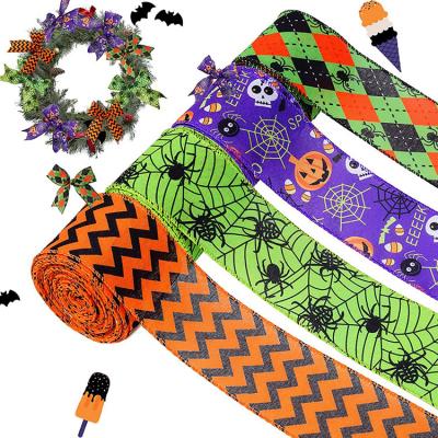 China Wholesale Holiday Halloween Ribbon Cartoon Printing Polyester Fiber Ribbon Decoration Eco-friendly New Product/Custom Made for sale