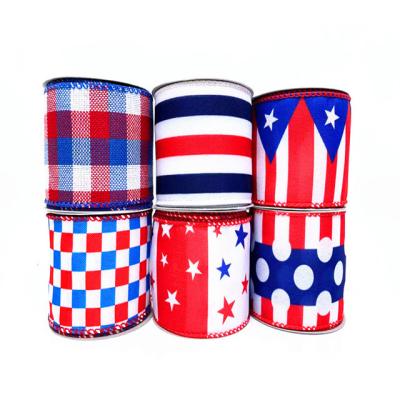 China High Quality Printed Eco-Friendly Polyester Festival Patriotic Ribbon for Garlands Trees Crafts Decorations for sale