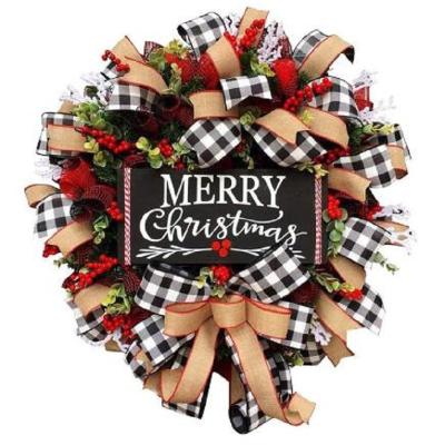 China New Christmas Decorations Reusable Simulation Berry Pine Cone Christmas Garland Red Wreath for sale