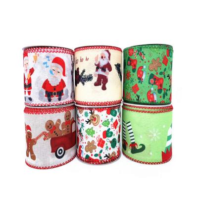 China Christmas or Christmas Gift Wedding Decoration or Birthday Gift Ribbon Polyester Fiber Christmas Viable Custom Printing Ribbon for sale