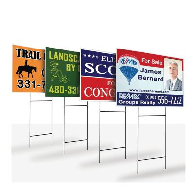 China Modern Customized PP Custom Corrugated Country Lawn Election Corrugated Plastic Yard Sign Sets for sale