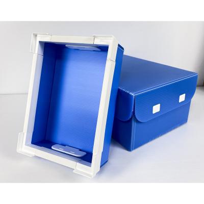 China Recyclable strong corrugated corrugated plastic storage box PP coroplast corrugated box with c handle for sale