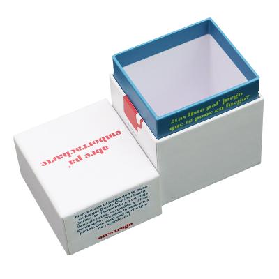 China Recycled Materials Design Small Two Size Logo White Hard Cosmetic Packing Lid Custom Paper Pieces And Cardboard Base Gift Box for sale