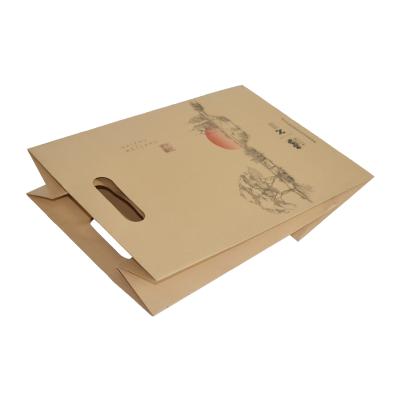 China Hot Sale Biodegradable Brown Craft Bags Custom Tote Bags Flower Printed Paper Eco Food Bag With Logo for sale