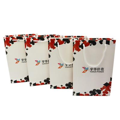 China Guangzhou Biodegradable Factory Wholesale Custom Printed Your Own Logo Packaging White Kraft Gift Shopping Paper Bag With Ribbon Handles for sale