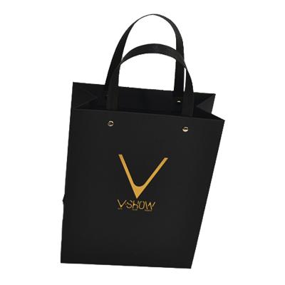 China Biodegradable Luxury Black Shoes Clothes Kraft Paper Bags Printed Logo Custom Paper Bag Shopping Gift Jewelry Packaging for sale