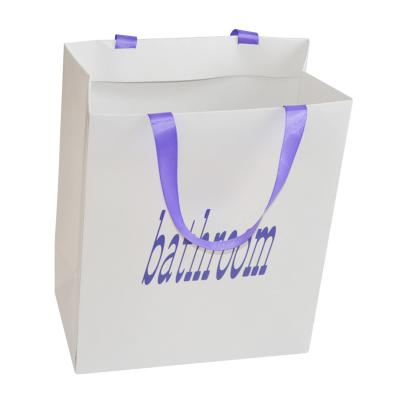 China Biodegradable Custom Logo Printed Eco - Friendly Recycled Gift Paper Bag White Paper Shopping Bag for sale