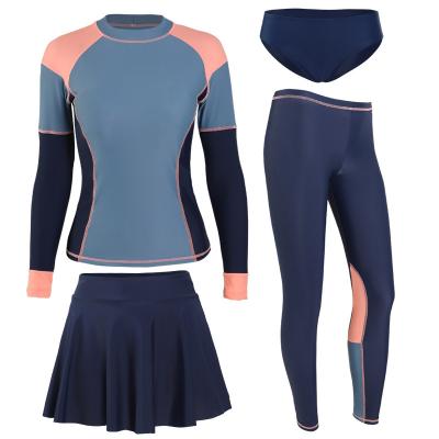 China Polyester Swimsuit 4 PCS Long Sleeve Long Pants Swimming Suit Swimwear for sale