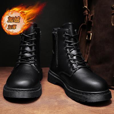 China British Motorcycle Chelsea Black Leather Boots Men's High Top Martin Boots Men's Style Autumn And Winter Leather Shoes Anti-skid Shoes for sale