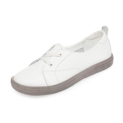 China PU Sports Shoes 2021 Spring and Autumn Women's Flat Single Pregnant Sports Running Shoes Single Casual Soft New Cowhide White Shoes for sale