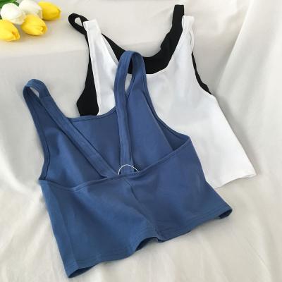 China Summer Vintage Solid Color Breathable Women Crop Tank Tops With Bandage for sale