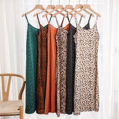 China Washable Tie Dye Leopard Print Casual Spaghetti Tie Slip Polka Dot Women Dress for sale