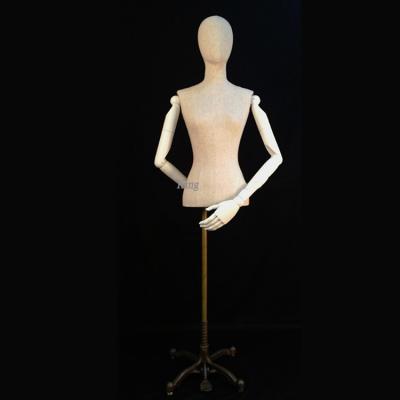 China US CLASS 0~16 Half Torso Female Torso Mannequin Tailor Hands Mannequins Covered With Flexible Wooden Cloth Female Mannequin for sale