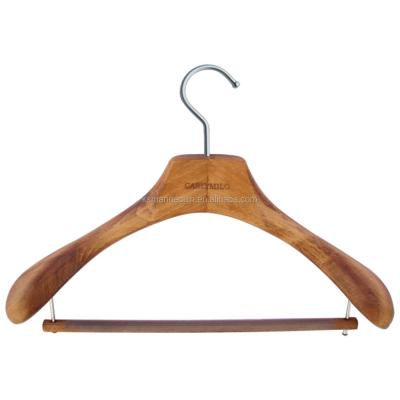 China Modern Luxury Wooden Clothes Coat Hangers Pants Natural Wooden Bar For Clothes High Quality Wooden Hanger for sale