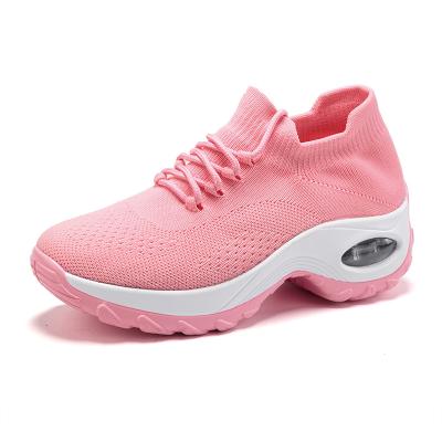 China Non-slip\Comfortable\Durable\Women Flying Woven Outsole Rubber High Quality Wholesale Breathable\Flexible Increasing Sports Shoes for sale