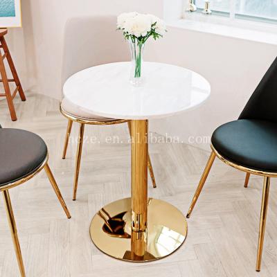 China Small round coffee table easy cleaning white marble dining table for sale