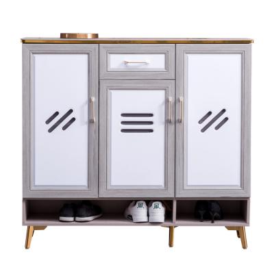 China Modern Custom Slate Office Frame Door Panel Solid Wood Shoe Cabinet for sale