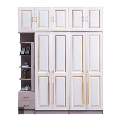 China Modern Detachable Open Door Luxury Floor To Ceiling Modern Solid Wood And Leather Cabinets Modular Walk In Bedroom Wardrobe for sale