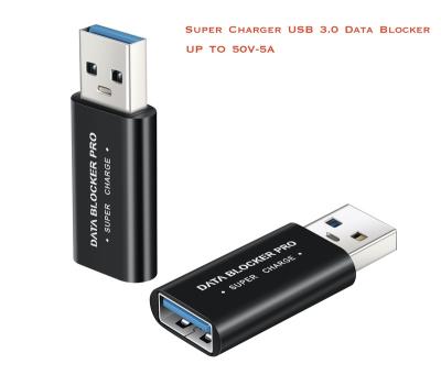 China Garbage Hacking Supply 50V-5A Safe Charging Charger USB-A Data Blocker Pro Super USB Data Defender Safe Fast Charging USB Data Blocker To Protect Against Juice Jacking for sale