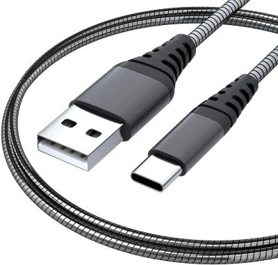 China Metal+PVC Metal Spring Fast Charger Cable USB To TYPE-C Cable for sale