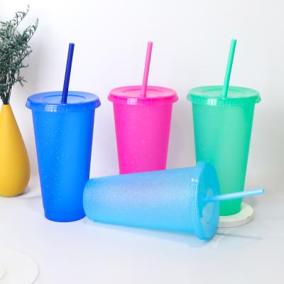 China 24 Mini Small Bubble Tea Ice Cream Plastic Reusable Custom Color Changing Tumblers Viable 24 Cups Lids And Straws for sale