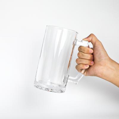 China Viable Accept Customized Logo Craft Beer Glass Wholesale Rock Beer Mug With Handle for sale