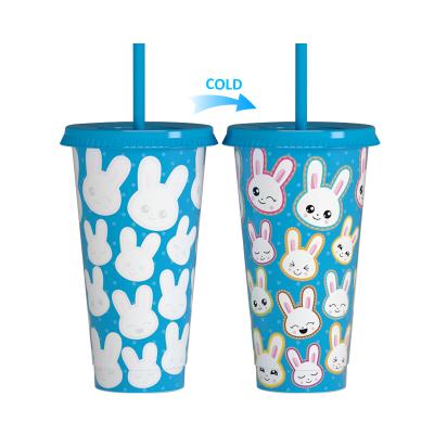 China Viable Sublimation Tumblers White Color Changing Plastic PP Juice Coffee Drinking Water Cup Easter Mug for sale