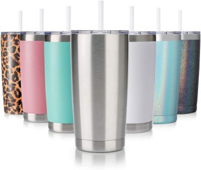 China 20 oz Stainless Steel Durable Insulated Acrylic Plastic Double Wall Tumbler With Straw for sale