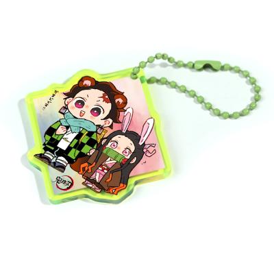 China New Design Transparent Holographic Clear Colorful Anime Acrylic Luminous Key Chain LED Custom Holographic Charms for sale