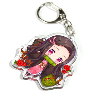 China Factory Wholesale Cheap Transparent Holographic Plastic Key Chain Epoxy Charms Anime Clear Acrylic Key Chain for sale