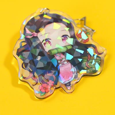 China Kpop Foto Rainbow Best Price Custom Key Chain 2 Inch Transparent Acrylic Holographic Clear Clear Iridescent Circle Key Chain for sale