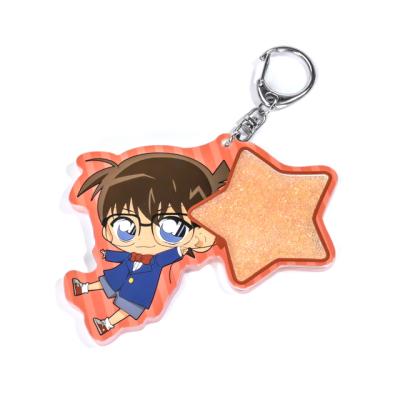 China Customize Wholesale Custom Acrylic Personalized Holographic Pattern Flip Key Chain Gift Print Glitter Charm for sale