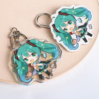 China Anime Acrylic Personalized Key Chain Custom Charm Glitter Holographic Epoxy Rainbow Key Chain for sale