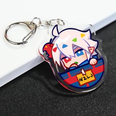 China Cute Anime Pattern Gift DIY Cartoon Key Chain Pendant Epoxy Custom Transparent Acrylic Holographic Charm Pendant for sale