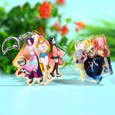 China Custom Anime Acrylic Rainbow Charm Character Epoxy Holographic Transparent Key Chain Gift Customized Wholesale for sale