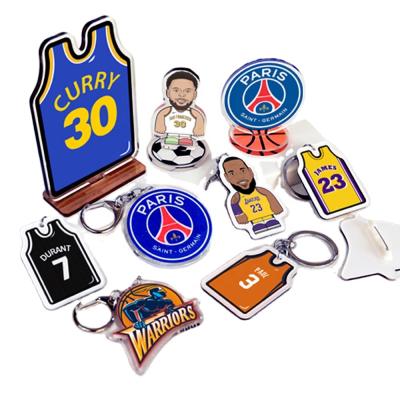 China Wholesale NBA Transparent Holographic Sports Star Acrylic Key Chain Customized Lakers James Pendant Peripheral Merchandise for sale