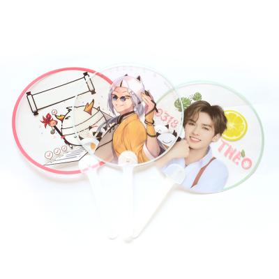 China Custom PVC Cartoon Hand China Fan Transparent Plastic Summer Small Gift For Gift Wholesale for sale