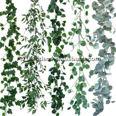 China Gardening Lay Out Green Color Artificial Leaves Plant Artificial Vine Leaves For Garden Wall Decoration for sale