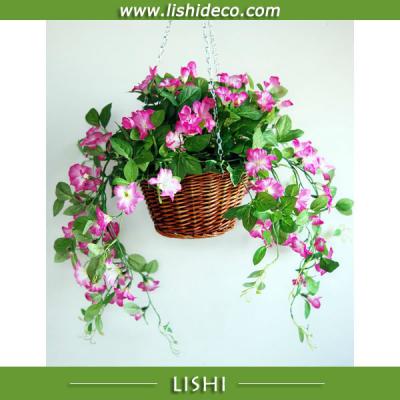 China Gardening Display Artificial Petunia Flower Hanging Basket for sale