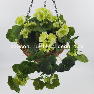 China Gardening Lay Out Artificial Flower High Quality Hanging Basket Wicker for sale