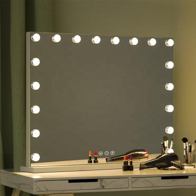 China Lighted 18 Led Lights Bulb Professional Custom Hollywood makeup mirror with led for sale